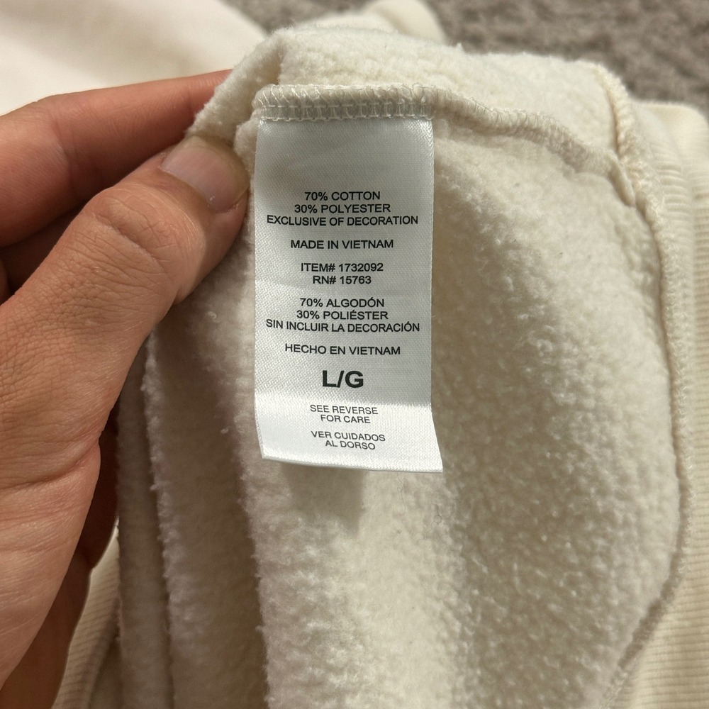 Champion Crewneck Sweatshirt Mens Large Cream Excellent Fleece Pullover 1732092 - Picture 5 of 8